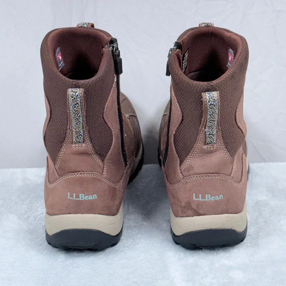 LL Bean Storm Chaser TEK 2.5 Boots Womens 9.5 Brown Primaloft Side Zip Winter